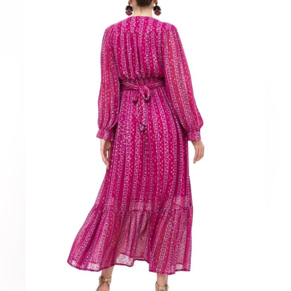 OLIPHANT WOMENS TIE BACK MAXI DRESS MAGENTA PURPLE LARGE - Picture 10 of 10